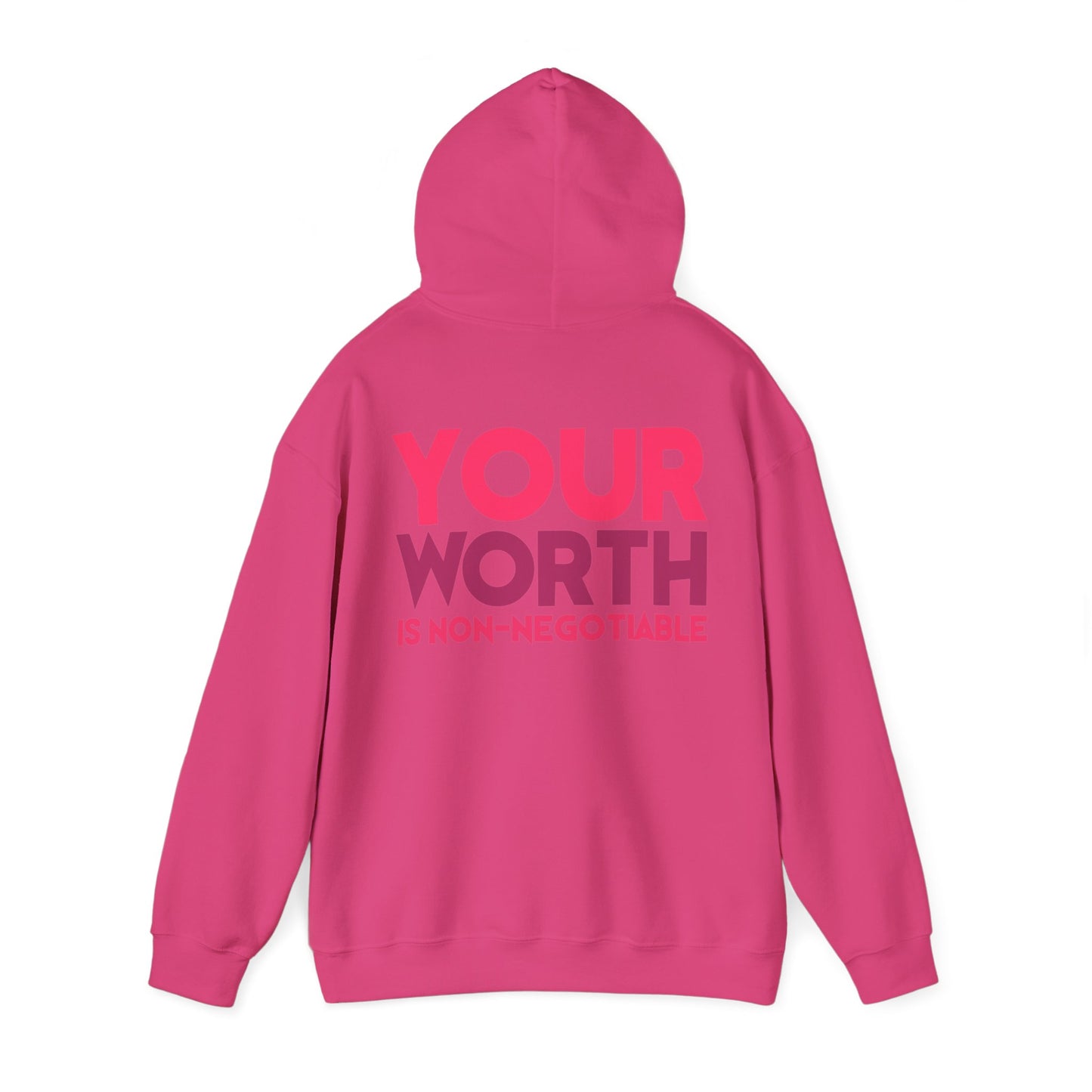 Your Worth Is Non Negotiable Hoodie Writing On Back (Pink)
