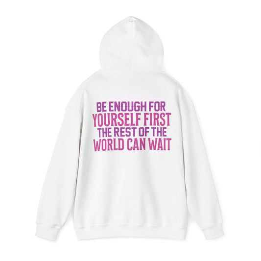 Be Enough For Yourself First Hoodie Writing On Back (Purple)